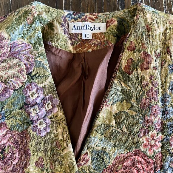 Vintage Ann Taylor Floral Tapestry Blazer Jacket Size 10 Made in USA - Picture 4 of 10